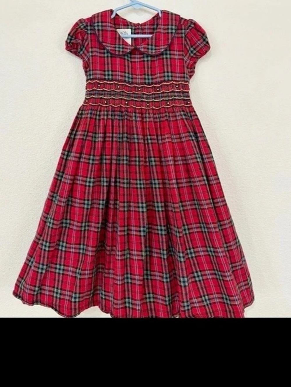 Laura Ashley Girls 6X Red Plaid Cotton Dress Sz 6X